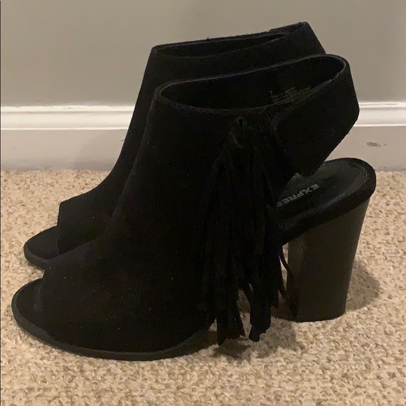 SOLD ** Black suede fringe booties - Picture 2 of 3